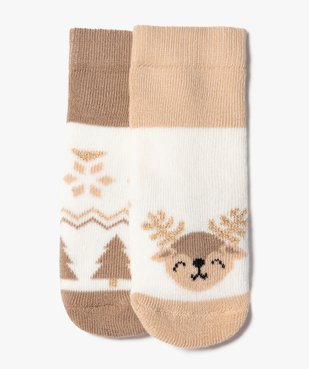 Chaussettes de Noël en maille bouclette douillette bébé (lot de 2) vue2 - GEMO 4G BEBE - GEMO