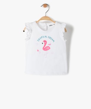 Tee-shirt bébé fille motif tropical à manches volantées vue1 - GEMO(BEBE DEBT) - GEMO