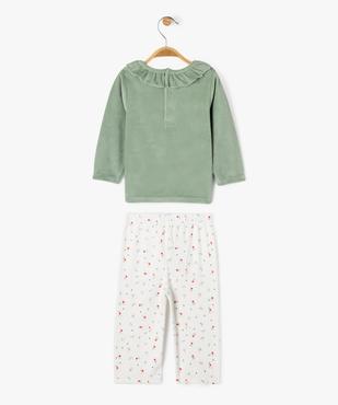 Pyjama en velours 2 pièces imprimé cœurs bébé fille vue3 - GEMO 4G BEBE - GEMO