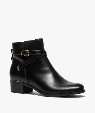 Boots femme unis à talon carré et finitions métallisées vue2 - GEMO (CASUAL) - GEMO