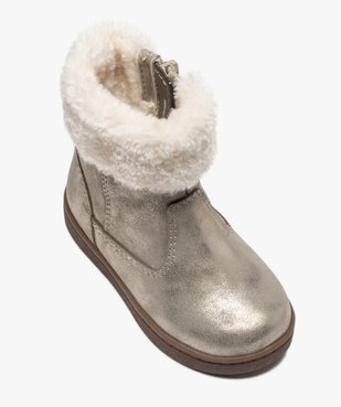 Boots fourrées bébé fille zippées dessus métallisé vue5 - GEMO(BEBE DEBT) - GEMO