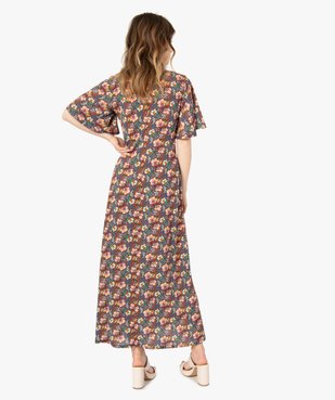 Robe femme imprimée à manches courtes devant drapé vue3 - GEMO(FEMME PAP) - GEMO