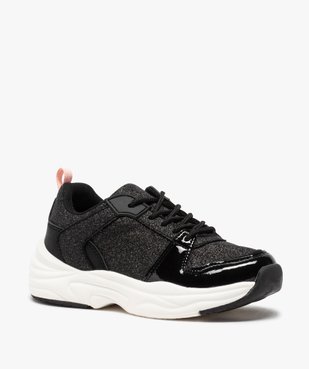 Baskets fille vernies et pailletées à lacets vue2 - GEMO (ENFANT) - GEMO