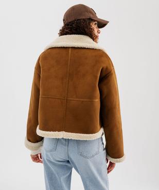 Blouson aviateur en suédine fourrée femme vue4 - GEMO(FEMME PAP) - GEMO