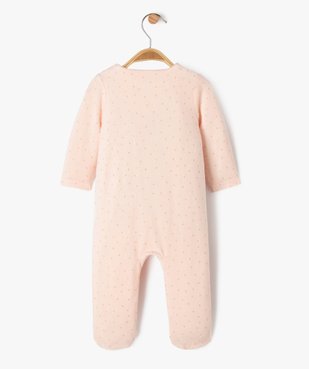 Pyjama en velours à motifs pois et inscription pailletée bébé fille vue3 - GEMO 4G BEBE - GEMO