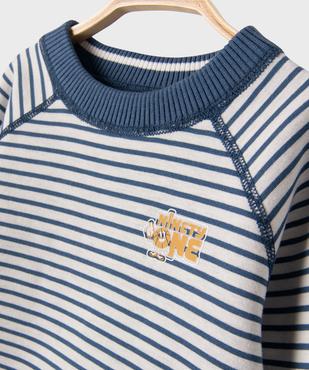 Sweat réversible avec motif et rayures bébé garçon vue2 - GEMO 4G BEBE - GEMO