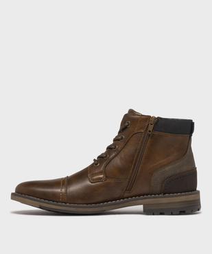 Boots multimatières à lacets et zip homme vue4 - MARIO BALDANO - GEMO