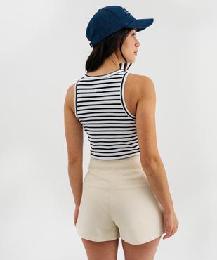 Débardeur rayé en maille côtelée fille - LuluCastagnette X Alizée vue4 - LULU CASTAGNETTE G4G D - GEMO