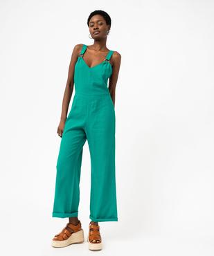 Combinaison pantalon femme à bretelles contenant du lin vue1 - GEMO 4G FEMME - GEMO