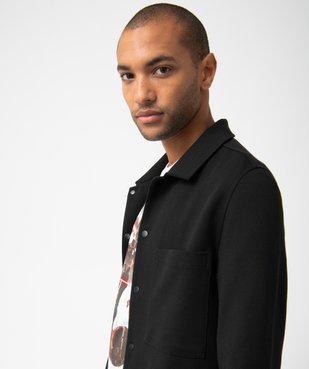 Surchemise homme unie à boutons-pression vue2 - GEMO (HOMME) - GEMO