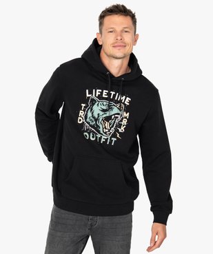 Sweat homme à capuche imprimé et molletonné vue1 - GEMO (HOMME) - GEMO
