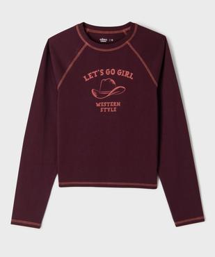 Tee-shirt manches longues coupe courte imprimé fille vue1 - GEMO 4G FILLE - GEMO