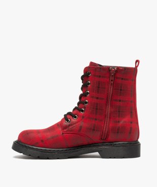 Boots femme rangers à semelle crantée et dessus fantaisie Dessus à carreaux vue3 - GEMO (CASUAL) - GEMO