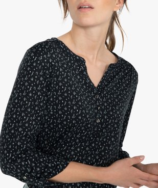 Tee-shirt femme à manches longues avec col fantaisie et boutons vue2 - GEMO(FEMME PAP) - GEMO