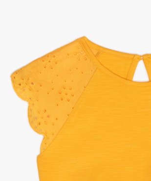 Tee-shirt fille avec épaules en broderie anglaise et bas à nouer vue2 - GEMO C4G FILLE - GEMO