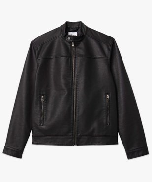 Blouson homme biker en cuir imitation vue4 - GEMO (HOMME) - GEMO