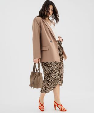 Jupe longue portefeuille en viscose imprimé léopard femme grande taille vue4 - GEMO (G TAILLE) - GEMO