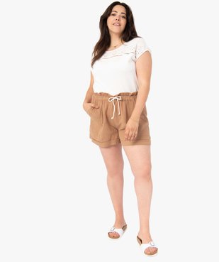 Tee-shirt femme grande taille à manches courtes et col en broderie vue5 - GEMO (G TAILLE) - GEMO
