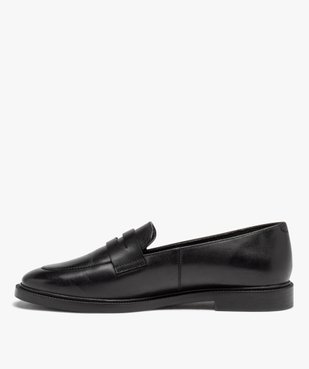 Mocassins femme unis dessus en cuir classique - Taneo vue3 - TANEO - GEMO