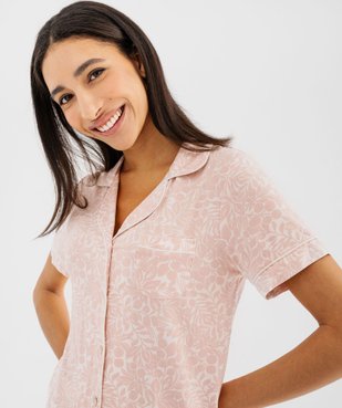Pyjashort fluide avec haut chemise femme vue2 - GEMO 4G FEMME - GEMO