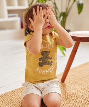 Tee-shirt bébé garçon imprimé avec manches courtes à revers - LuluCastagnette vue1 - LULUCASTAGNETTE - GEMO