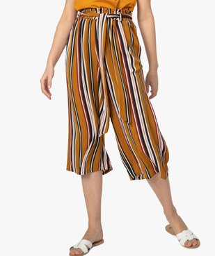Pantacourt femme large à rayures vue1 - GEMO(FEMME PAP) - GEMO