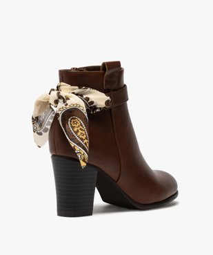 Boots femme unis à talon rainuré et ruban fantaisie vue4 - GEMO(URBAIN) - GEMO