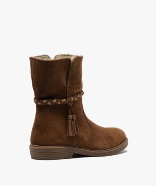 Boots fille unies en cuir fermeture zippée et doublure douce vue4 - GEMO (ENFANT) - GEMO