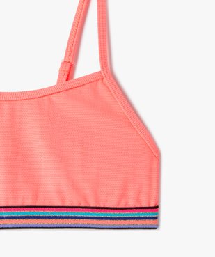 Haut de maillot de bain fille forme brassière à fines bretelles et bande rayée vue2 - GEMO (JUNIOR) - GEMO