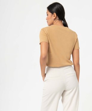 Tee-shirt femme à manches courtes et col rond vue3 - GEMO(FEMME PAP) - GEMO