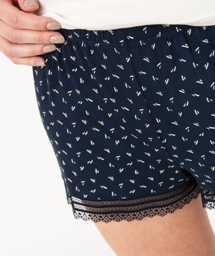 Short de pyjama en maille fluide avec bas en dentelle femme vue2 - GEMO 4G FEMME - GEMO