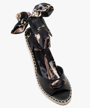 Sandales femme à talon compensé et lacet foulard vue5 - GEMO(URBAIN) - GEMO