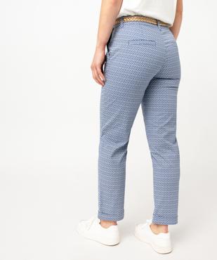 Pantalon chino imprimé en maille extensible avec ceinture femme vue3 - GEMO 4G FEMME - GEMO