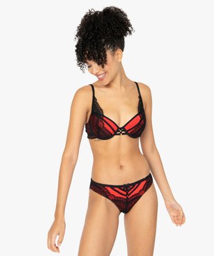Soutien-gorge bicolore en dentelle avec armatures vue3 - GEMO(HOMWR FEM) - GEMO