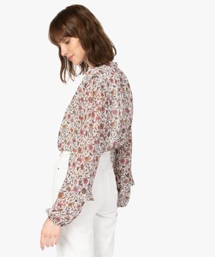 Blouse femme à motifs fleuris avec volants sur les manches vue3 - GEMO(FEMME PAP) - GEMO