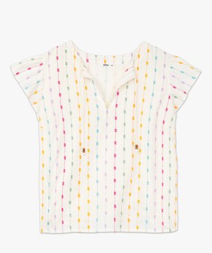Blouse grande taille à manches courtes en voile brodé femme vue4 - GEMO (G TAILLE) - GEMO