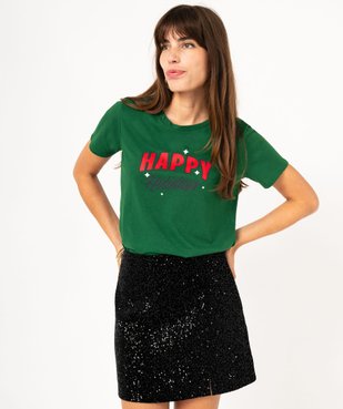 Tee-shirt à manches courtes esprit Noël femme vue1 - GEMO(FEMME PAP) - GEMO