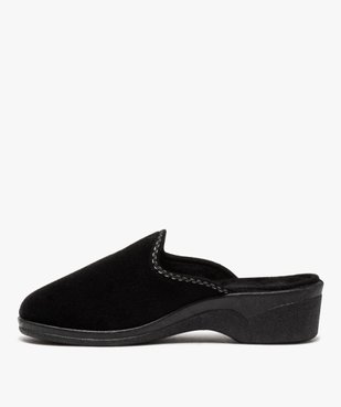 Chaussons femme mules confort en velours brodé vue3 - GEMO(HOMWR FEM) - GEMO