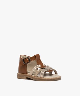 Sandales bébé fille en cuir talon fermé et brides métallisées vue2 - GEMO(BEBE DEBT) - GEMO