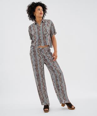 Chemise manches courtes coupe loose en viscose froissée et imprimée femme vue4 - GEMO 4G FEMME - GEMO