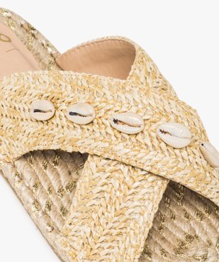 Sandales femme mules à semelle de corde ornées de coquillages vue6 - GEMO (CASUAL) - GEMO