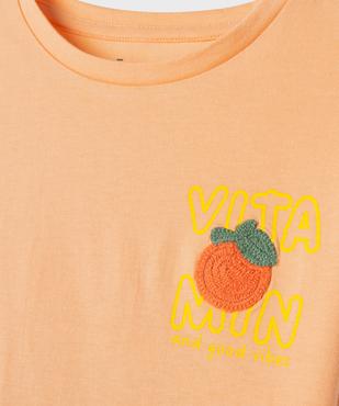 Tee-shirt manches courtes avec motif poitrine et dos fille vue2 - GEMO 4G FILLE - GEMO