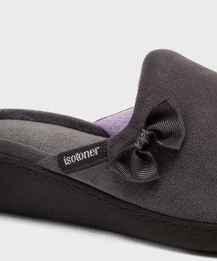 Chaussons mules en velours à talon compensé femme - Isotoner vue6 - ISOTONER - GEMO