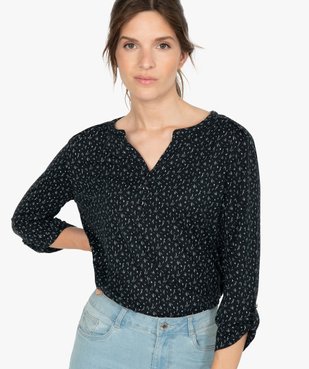Tee-shirt femme à manches longues avec col fantaisie et boutons vue1 - GEMO(FEMME PAP) - GEMO