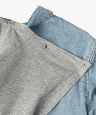 Chemise en jean garçon avec capuche jersey amovible vue3 - GEMO (ENFANT) - GEMO