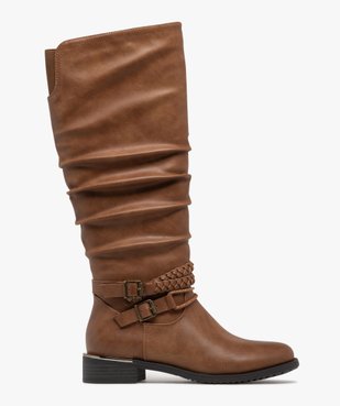 Bottes femme casual effet plissé avec brides fantaisie vue2 - GEMO (CASUAL) - GEMO