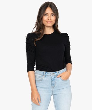 Tee-shirt femme à manches ¾ froncées vue1 - GEMO(FEMME PAP) - GEMO