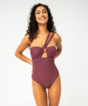 Maillot de bain une pièce bandeau à bretelles multipositions femme vue3 - GEMO 4G FEMME - GEMO