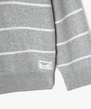 Pull à capuche en fine maille rayée garçon vue2 - GEMO (ENFANT) - GEMO