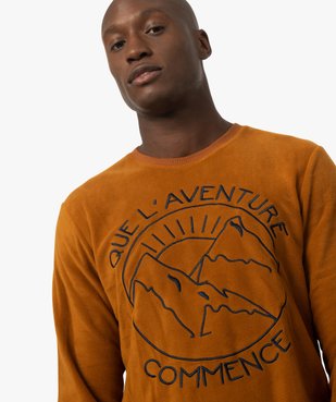 Pyjama homme en maille polaire avec pantalon à carreaux vue2 - GEMO(HOMWR HOM) - GEMO